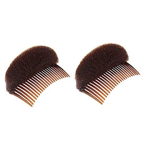 2PCS Hair Clip with Sponge Hair Base Inserts Bump It Up Hair Pads Bun Maker Hair Styling Accessories Charming Hair Comb Braid Tool DIY Hair Beauty Tool(Brown)