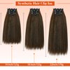 HANNE 22 Inch Kinky Straight Clip Ins Hair Extensions Clip ins for Women 4 Pieces/Lot Yaki Hair Seamless Kinky Clip ins Hair Extensions Clip ins for Daily or Party Use (M30, 22 Inch)