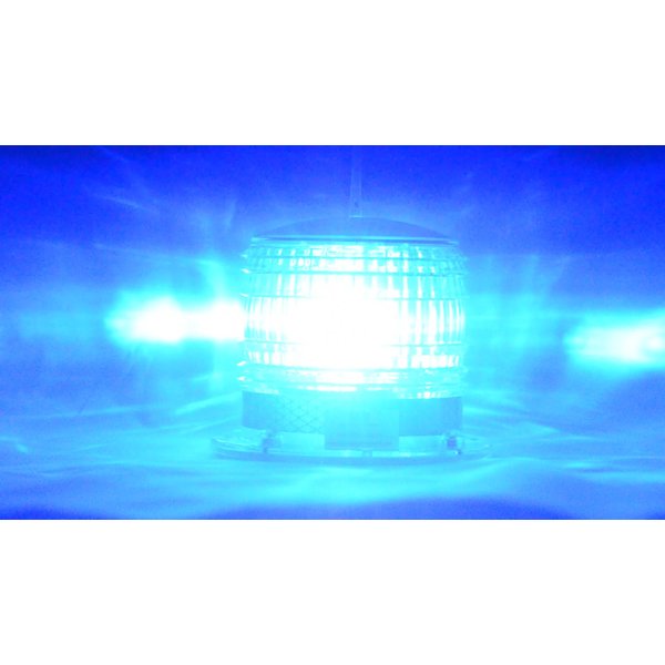 S8LFM Blue Flashing 2NM IP67 Solar LED Magnetic Mount Marine Dock Barge Safety Beacon Light 360 Degree