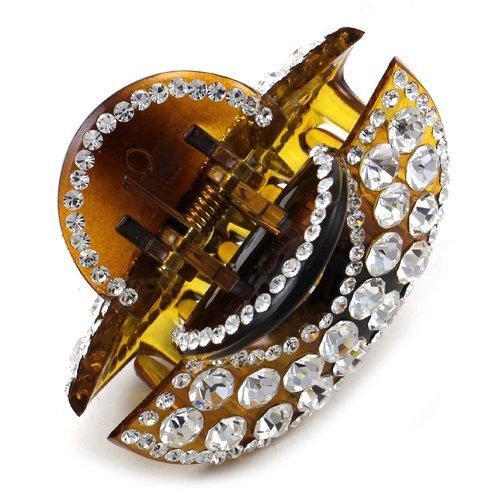 Gorgeous Hair Claw Jaw Pin Butterfly Clip Burnt Orange Color with Clear Pave Rhinestones Hair Styling Accessories Gift for Girlfriend Friend Women Mom