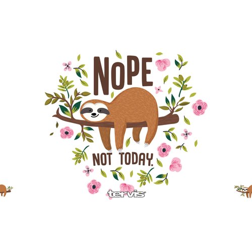 Tervis Sloth Nope Not Today Triple Walled Insulated Tumbler Travel Cup Keeps Drinks Cold & Hot, 30oz Legacy, Stainless Steel