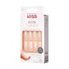 KISS Salon Acrylic Press On Nails, Nail glue included, Bareskinned', White, Long Size, Square Shape, Includes 28 Nails, 2g glue, 1 Manicure Stick, 1 Mini File