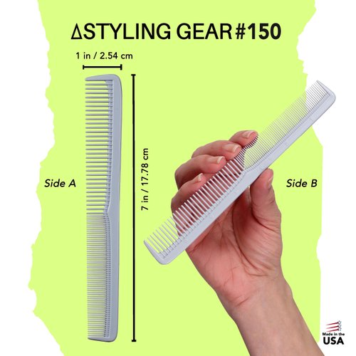 Styling Gear 150 Hair Combs Barber Comb Set Combs For Men Combs For Women Combs For Hair Stylist Beard Mustache Styling Pocket Comb Made In USA 12 Piece. (Gray)