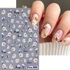 Tyuimhx 5 Sheets Flowers Nail Art Stickers Decals 5D Embossed Self-Adhesive Daisy Nail Stickers Summer White Yellow Red Floral Nail Decals Supplies for Women Girls DIY French Nail Tip Nail Decorations