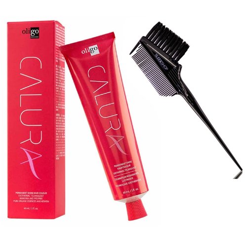 Sleekshop Comb + OIigo CALURA Permanent Shine Hair Colour Dye, Ammonia-Free Haircolor, PPD-Free Hair Color (w/Sleek 3-in-1 Comb & Brush) (5 / 5N - Neutral)