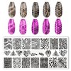 KAAGEE 5Pcs Leopard Print Nail Stamp Nail Stamping Plates Nail Art Stamping Plates Nail Design Stamp Nail Plate Template Nail Art Accessories Tools with 1 Nail Stamper, 1 Scraper