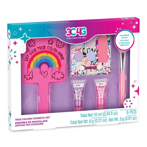3C4G Graffiti True Colors Cosmetic Set - Graffiti Glam Makeup Kit for Girls - Kids Makeup Starter Kit with Lip Gloss, Eyeshadow, Blush & More - Kids Makeup Kit for Girls 8-10-12-14 by Make It Real