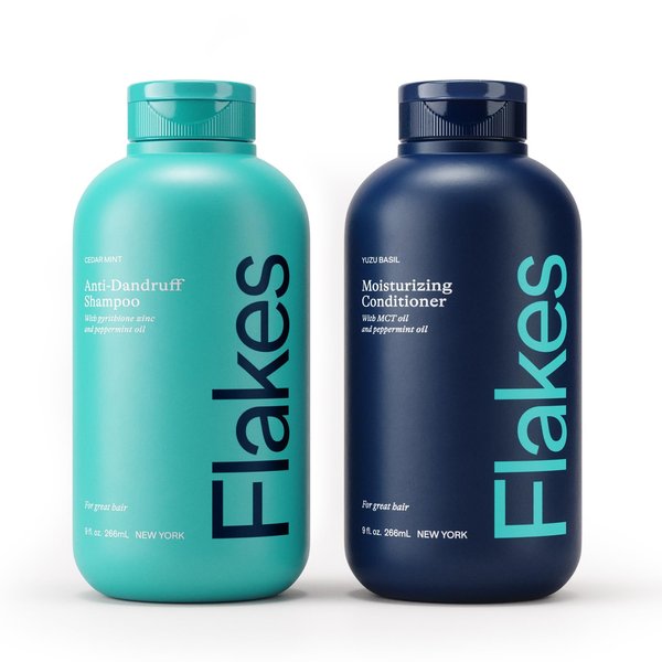 Flakes Anti-Dandruff Shampoo and Conditioner Set for Men | Dry, Flaky, & Itchy Scalp Relief | Sulfate and Paraben Free for Healthy Hair | Gentle, Hydrating Shampoo & Moisturizing Conditioner | 9 fl oz