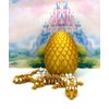 3D Printed Dragon with Dragon Egg, 12" Gold and White Cherry Blossom Articulated Dragon, Fidget ADHD Autism Sensory Toy Executive Desk Toy D032-GE