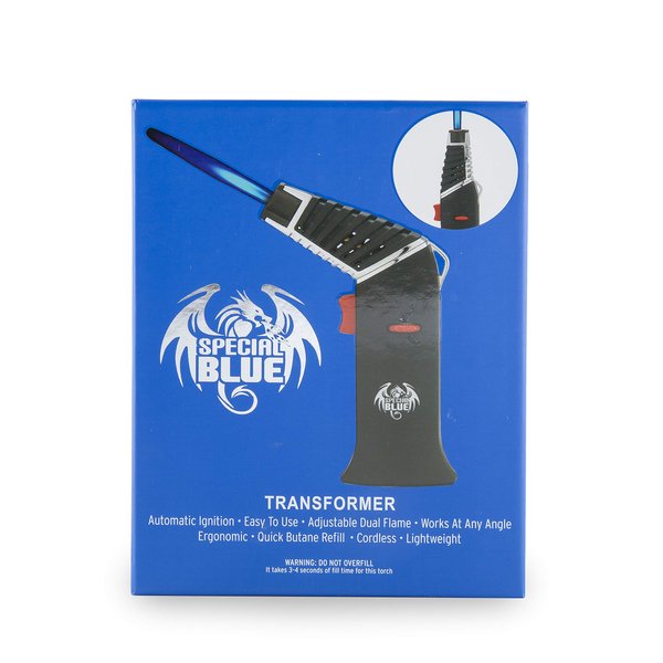 Special Blue Transformer Butane Torch - (Black) 1 Count Refillable Flame Lighter- Culinary Torch with Safety Lock and Adjustable Dual Flame for Desserts, Creme Brulee, BBQ and Baking