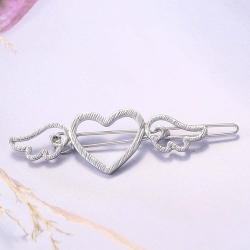 YienDoo Lover Heart Hairpin Barrette Hoop Heart Hair Clip Headpieces Silver Minimalist Bobby Pin Love Heart Hair Barrette Head Clip Ponytail Holder Accessories for Women Girls