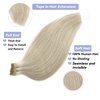 Ice White Tape in Hair Extensions Human Hair for Women,Ice White Seamless Skin Weft Tape in Soft Straight 100% Real Human Hair Extensions Tape ins Invisible Hair Extensions 14Inch Glue in Extensions