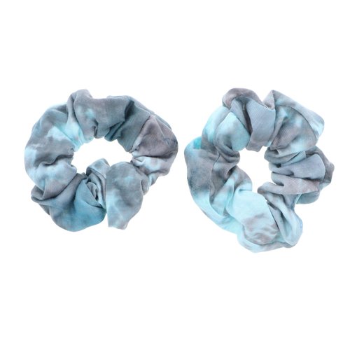 Rainbow Multi-Color Hair Tie Scrunchies - Set of 2 Aqua