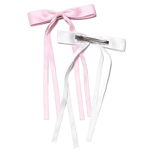 Hair Bows for Women Pink Coquette Bow Girls Hair Clips Cute Hair Accessories for Women Short Hair, Hair Ribbons BowKnot Barrettes, Ribbon Bows for Hair White Hair Bow Clips 4PCS