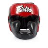 Fairtex HG13 Genuine Leather Boxing Headgear - MMA & Muay Thai Protection with Adjustable Straps and Multi-Layered Shock Absorption - Ideal for Boxing, Sparring, and Martial Arts(Black/Red/Medium)