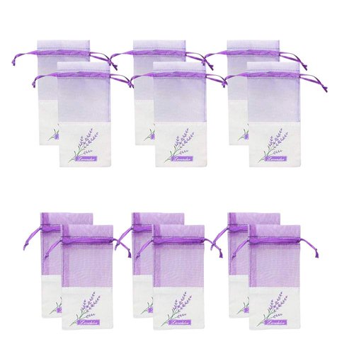 Sachet Empty Bags Linen Fabric Bags Organza Gauze Bags for Lavender, Spice and Herbs (12pcs Purple Drawstring Bag)