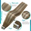 Fshine Tape in Hair Extensions Human Hair Blonde Hair Extensions Balayage Hair Extensions Chestnut Brown to Platinum Blonde and Brown Tape in Extensions 16 Inch Straight Hair Extensions 20pcs 50g