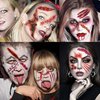 JOEHAPY 435+ PCS 50 Sheets Halloween Fake Scar Tattoos Sticker, 3D Chucky Stitches Tattoo For Women Men Adult Kids Boys Girls, Fake Blood Wound Cut Zombie Tattoos Halloween Face Makeup Kit Set Decals