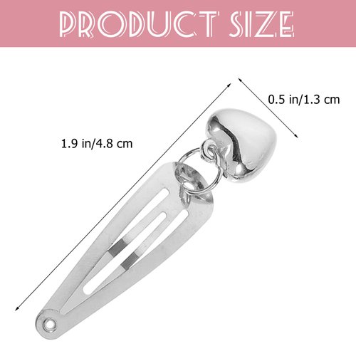 FOMIYES 10pcs Metal Snap Hair Clips, Punk Hairpins, Silver Heart Crosses Pendant Hair Barrettes, Thick Thin Hair Accessories Hip Hop Hair for Women Girls