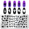 JERCLITY 6pcs Halloween Nail Stamping Plate Halloween Nail Stamping Plates for Nails Cobwebs Witch Ghost Skull Jack-o'-Lantern Haunted House Image Plates Nail Stamper Kit for Halloween Nail Art