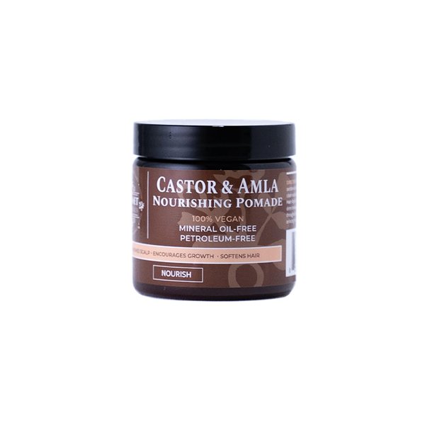 Qhemet Biologics Castor & Amla Nourishing Pomade - Vegan Pomade and Scalp Conditioner with Castor Oil and Amla - Adds Softness, Pliability & Sheen to Locs, Cornrows, Twists & Loose Hair (4 oz)