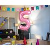 Kwuz 40 Inch Crown Pink Number 5 Balloon, Big Conjoined Baby Pink Foil Mylar Helium 5 Balloon for Girls 5th Birthday Party Decoration Pink Princess Theme Party Supplies Favors Anniversary Decor