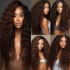 Dark Brown Water Curly Bundles #4 Human Hair Loose Light Brown Deep Water Wave Bundles Double Weft Brazilian Remy Hair Extensions Wet and Wavy Bundles Silky Soft for Black Women(22 24 26 Inch)
