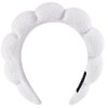 AOENJIE Spa Headbands for Washing Face or Makeup, Sponge Bubble Skincare Headbands, Puffy Terry Cloth Hairband for Women, Skin Care Makeup Headwear Hair Accessories for Girls (White)