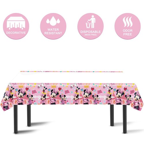 Minnie Birthday Party Supplies, 20 Plates, 20 Napkins and 1 Tablecover for Mouse Party Decorations