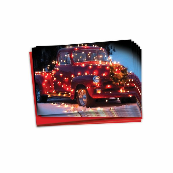 The Best Card Company - 12 Boxed Christmas Greeting Cards (1 Design, 12 Cards) - Tropical Beach and Vacation Holidays, Bulk Set - All Trucked Up B2282EXSG