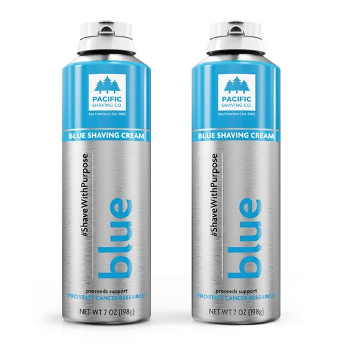 Pacific Shaving Company BLUE Shaving Cream, Shave with Purpose - Safe & Natural Ingredients, Cruelty Free, Made in the USA - Pack of 2 (7 oz each)
