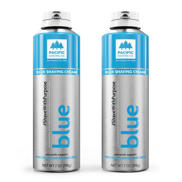 Pacific Shaving Company BLUE Shaving Cream, Shave with Purpose - Safe & Natural Ingredients, Cruelty Free, Made in the USA - Pack of 2 (7 oz each)