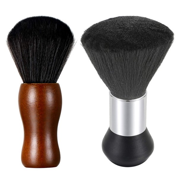 JewelryWe Professional Barber Neck Duster Brush Hair Cutting Kits Hair Salon Hair Removal Brush Broken Hairbrush Haircut Special Cleaning Brush, Brown & Black