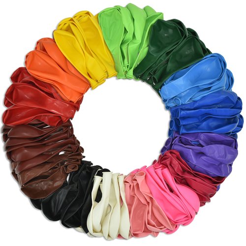 QRabbit 120 Pack 12" Party Balloons, Premium Quality Extra Thick Latex Balloons, Bright Rainbow Colors 15 Assorted Multicolor Globos para Decoracion de Fiestas, Kids Party Supplies and Bulk