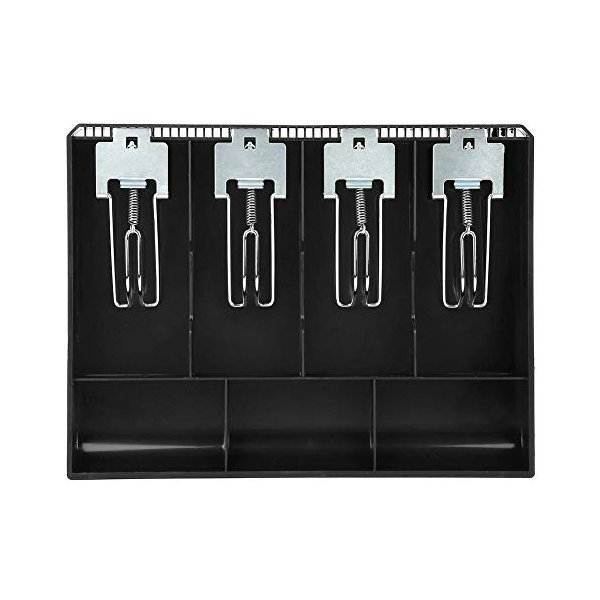 Cash Drawer Register Insert Tray Replacement Cashier with Metal Clip 4 Bills 3 Coins for Petty Cash Money Storage Box(Black)