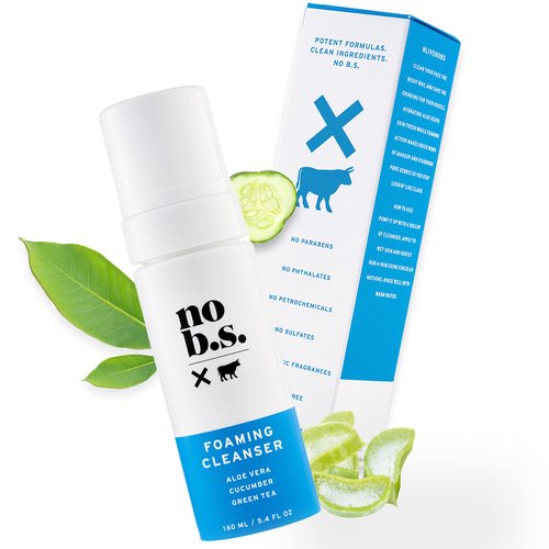 No B.S. (No Bad Stuff) Foaming Cleanser, Natural Face Wash with Cucumber, Green Tea & Aloe Vera, for Oily, Combination, Dry, Normal, Sensitive & Acne Skin, Skin Care for Women & Men, Vegan, 5.4 FL Oz