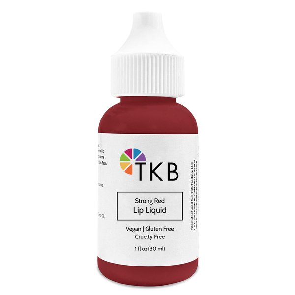TKB Lip Liquid Color | Liquid Lip Color for TKB Gloss Base, DIY Lip Gloss, Pigmented Lip Gloss and Lipstick Colorant, Made in USA (1floz (30ml), Strong Red)