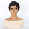 Short Pixie Cut Wigs For Black Women Mommy Wig Brazilian Human Hair Wigs Finger Ocean Wave Wig Remy Human Hair Wig For Party (Nature Black Pixie Cut Wigs S16)