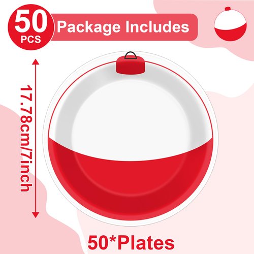 50 PCS Gone Fishing Party Plates for Fishing Themed Party Decoration 7 Inches Fishing Birthday Party Plates Gone Fishing Disposable Dessert Plates for Fishing Tournament Birthday Party Supplies