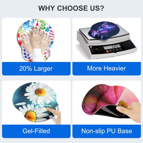 Ergonomic Mouse Pad with Wrist Support Rest,[ 20% Larger] Mousepad Gel Wrist Rest, with Coaster Non-Slip & Pain Relief for Computer, Desk, Home&Office-Beach