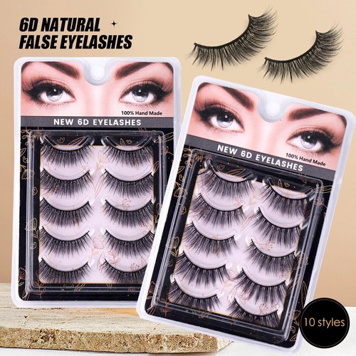 SeiBes Self-adhesive Eyelashes, Reusable Self Adhesive Eyelashes - 5 Pairs Natural Fluffy False Eyelashes - Soft and Natural Look Lashes Gift for Beginners - Easy put on,6d07