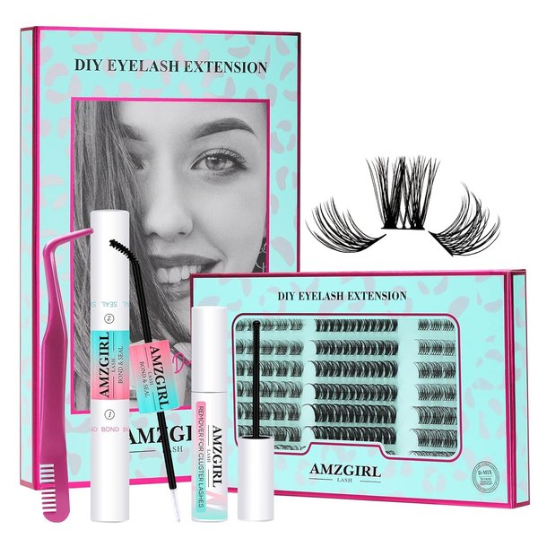 DIY Lash Extension Kit 144PCS Eyelash Clusters Individual Lashes Extensions Kits With Cluster Lashes Wispy,Lash Bond & Seal, Lash Remover,Applicator at Home Lash Extensions Kit(SMH,C-Mix8-16mm kit)