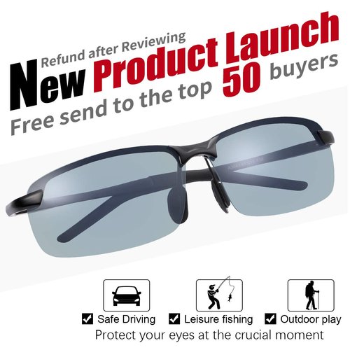 Blue Light Blocking Computer Glasses Photochromic Polarized UV Protection Safety Sunglasses for Men and Women Day and Night Spring Hinge Sports Driving Eyewear Anti Glare Eyestrain Eyeglasses