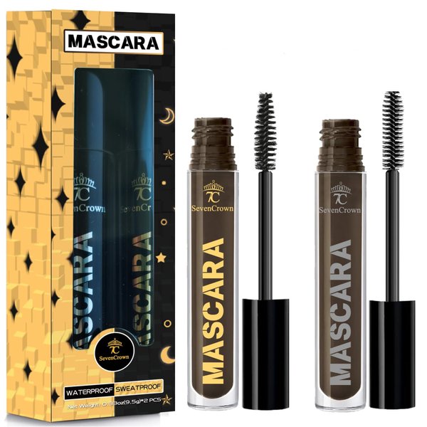 7C SEVENCROWN Brown Mascara Volume and Length Waterproof Mascara Makeup Set | Vegan & Cruelty-Free
