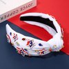 mokkia 4th of July Headband for Women American Flag Star Knotted Headbands Red White and Blue Rhinestone Crystal Top Knot Headbands Patriotic 4th of July Accessories Party Favors (American Flag F)