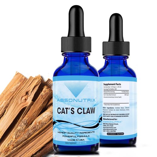 Absonutrix Cats Claw 590mg, 4 Oz Liquid Bottle, 200 Servings, High Bioavailability, Boosts Immunity, Helps Detoxify The Body, Non-GMO, Third-Party Tested, Immune & Joint Support, Made in USA