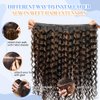 Sew in Hair Extensions Real Human Hair Balayage Black Mix Chestnut Brown 14 Inch Double Weft Human Hair Bundles for Women Water Wave Blonde Highlight Real Hair Bundles 80G Full Ends Sew in Hair