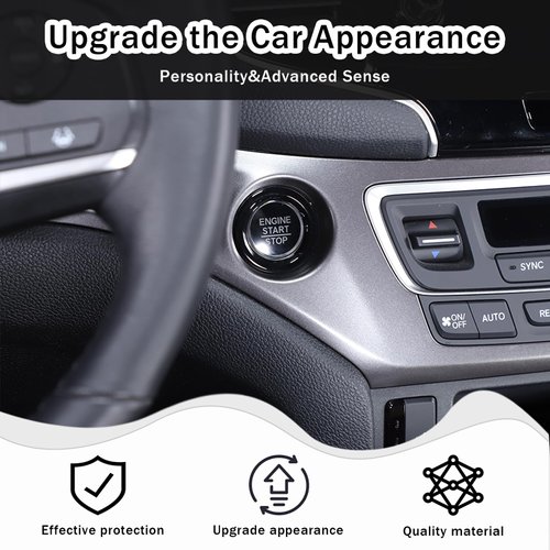 HIRUFAIT Engine Start Stop Switch Button Frame Trim for Honda Pilot 2016-2022/ Ridgeline 2017-2023/ Passport 2019-2023, ABS Material Start Stop Push Button Ring Sticker (Glossy Black)