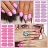 DANNEASY 16 Sheets Nail Polish Stickers Solid Color Full Nail Wraps Self Adhesive Nail Polish Strips for Women Acrylic Nail Art with 1pc Nail File, Cuticle Stick (Pink Red)