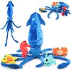 Karister Giant Squid Stuffed Animal Toy 41.3 inches with Four pcs of Marine Animal Plush Dolls Clownfish,Crab, Seahorse, Angler Fish Baby Toys, Suitable for Birthday Gifts for Children